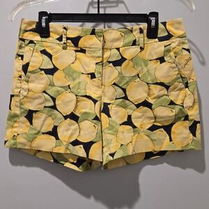 Ann Taylor Lemon Print Chino Shorts Pockets‎ Cotton Blend Size 4
